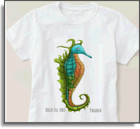 Seahorse Bocas Del Toro Panama - Island Art by Yotigo Tshirts